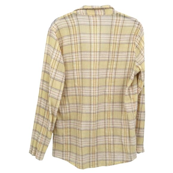 Sundance Popover Shirt Women M Yellow Boho Preppy Academia Coastal Cruise Resort - Picture 3 of 15